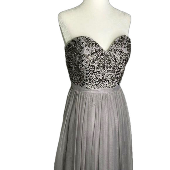 le chateau Dresses & Skirts - 33. Le Chateau Grey/ Mauve Tulle Beaded Halter (prom) Dress